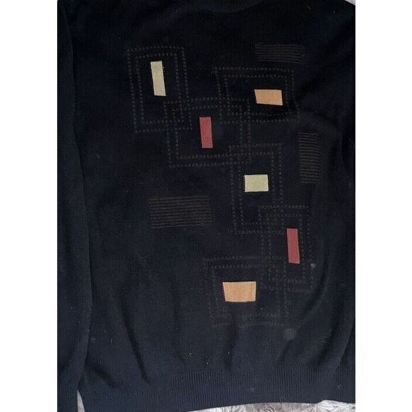 ST CROIX GRADUATED BOXES CREW NECK SWEATER, Geometric, XL, Black,squares,preppy - Picture 4 of 11